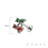 CZ CHERRY TOP 316L SURGICAL STEEL THREADLESS (PUSH IN ) LABRET SET